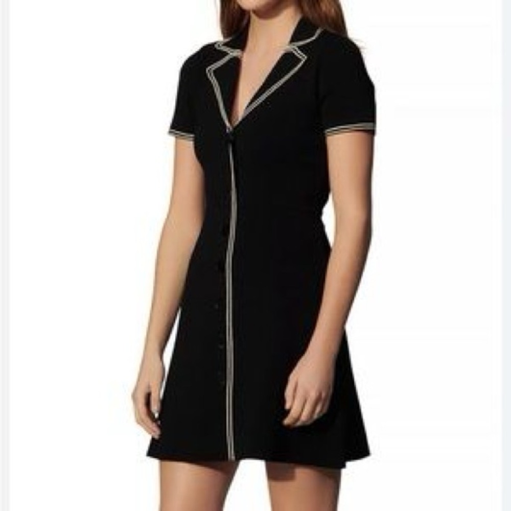 NWT Sandro Knitted Shirt Dress Elegant Black Dress midi size medium